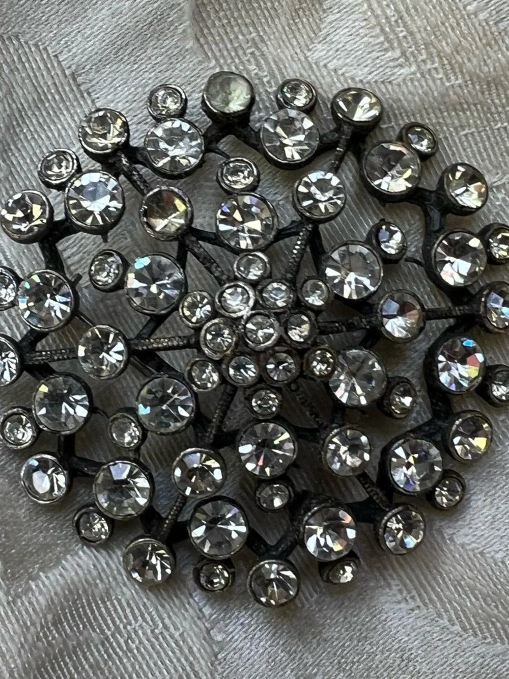 Vintage Crystal Burst Rhinestone Brooch - Silver Tone